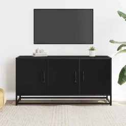 vidaXL Mueble de TV madera de ingeniería y metal 100x35x50 cm Negro Best