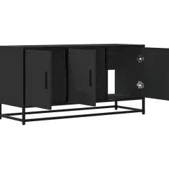 vidaXL Mueble de TV madera de ingeniería y metal 100x35x50 cm Negro Best