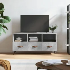 vidaXL Muebles Tv-Mueble de TV madera de ingeniería gris hormigón 102x36x50 cm