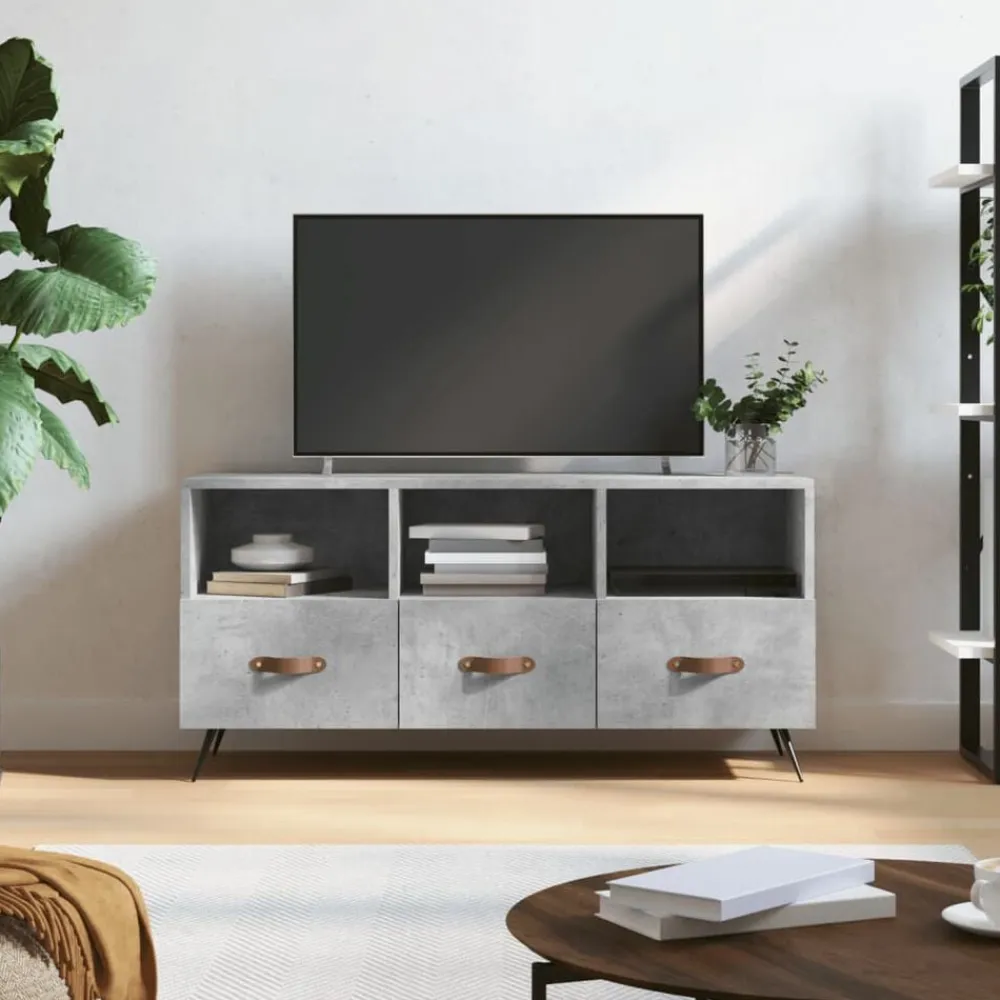 vidaXL Muebles Tv-Mueble de TV madera de ingeniería gris hormigón 102x36x50 cm