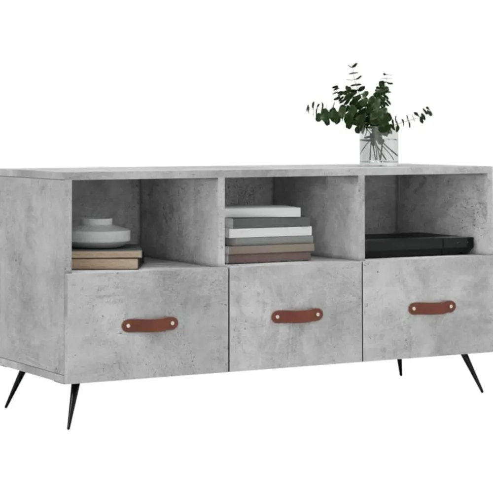 vidaXL Muebles Tv-Mueble de TV madera de ingeniería gris hormigón 102x36x50 cm