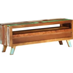 vidaXL Mueble de TV madera maciza reciclada multicolor 110x30x40 cm Online