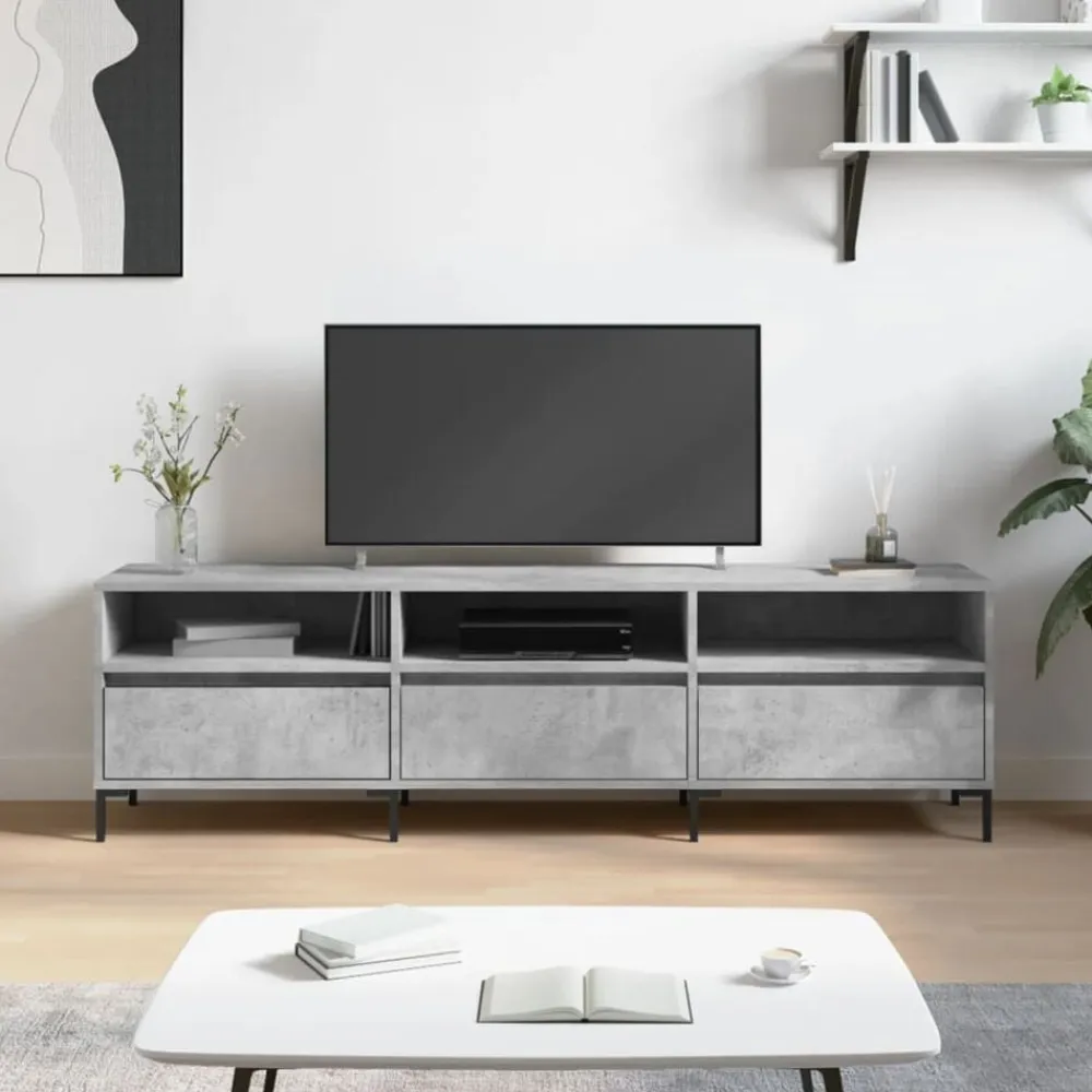 vidaXL Mueble de TV madera contrachapada gris hormigón 150x30x44,5 cm Gris hormigón Outlet