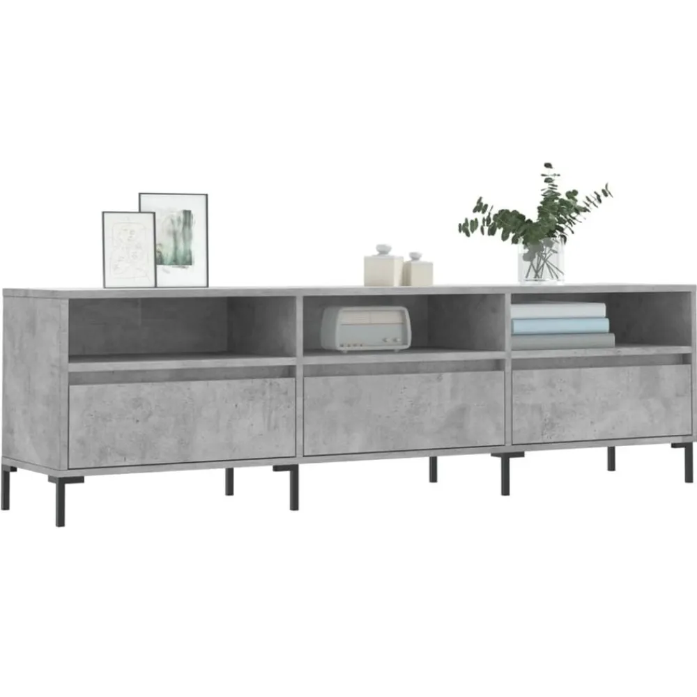 vidaXL Mueble de TV madera contrachapada gris hormigón 150x30x44,5 cm Gris hormigón Outlet