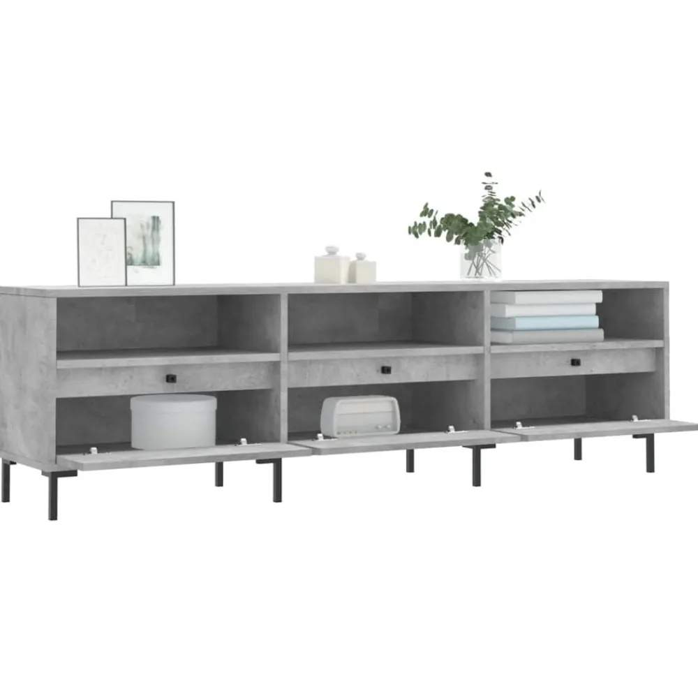 vidaXL Mueble de TV madera contrachapada gris hormigón 150x30x44,5 cm Gris hormigón Outlet