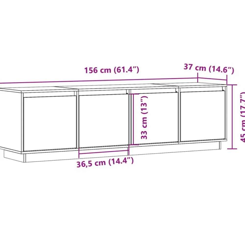 vidaXL Muebles Tv-Mueble de TV madera maciza de pino 156x37x45 cm