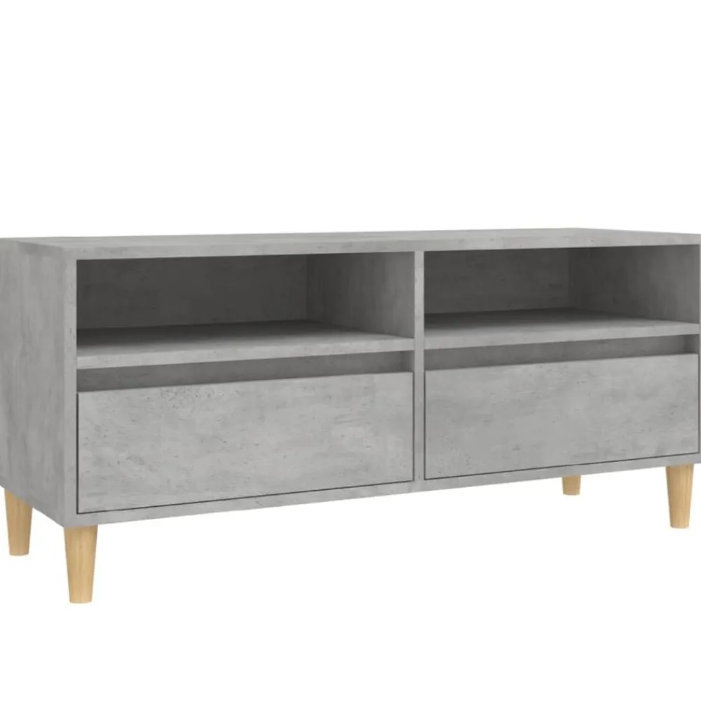 vidaXL Muebles Tv-Mueble de TV madera contrachapada gris hormigón 100x34,5x44,5cm