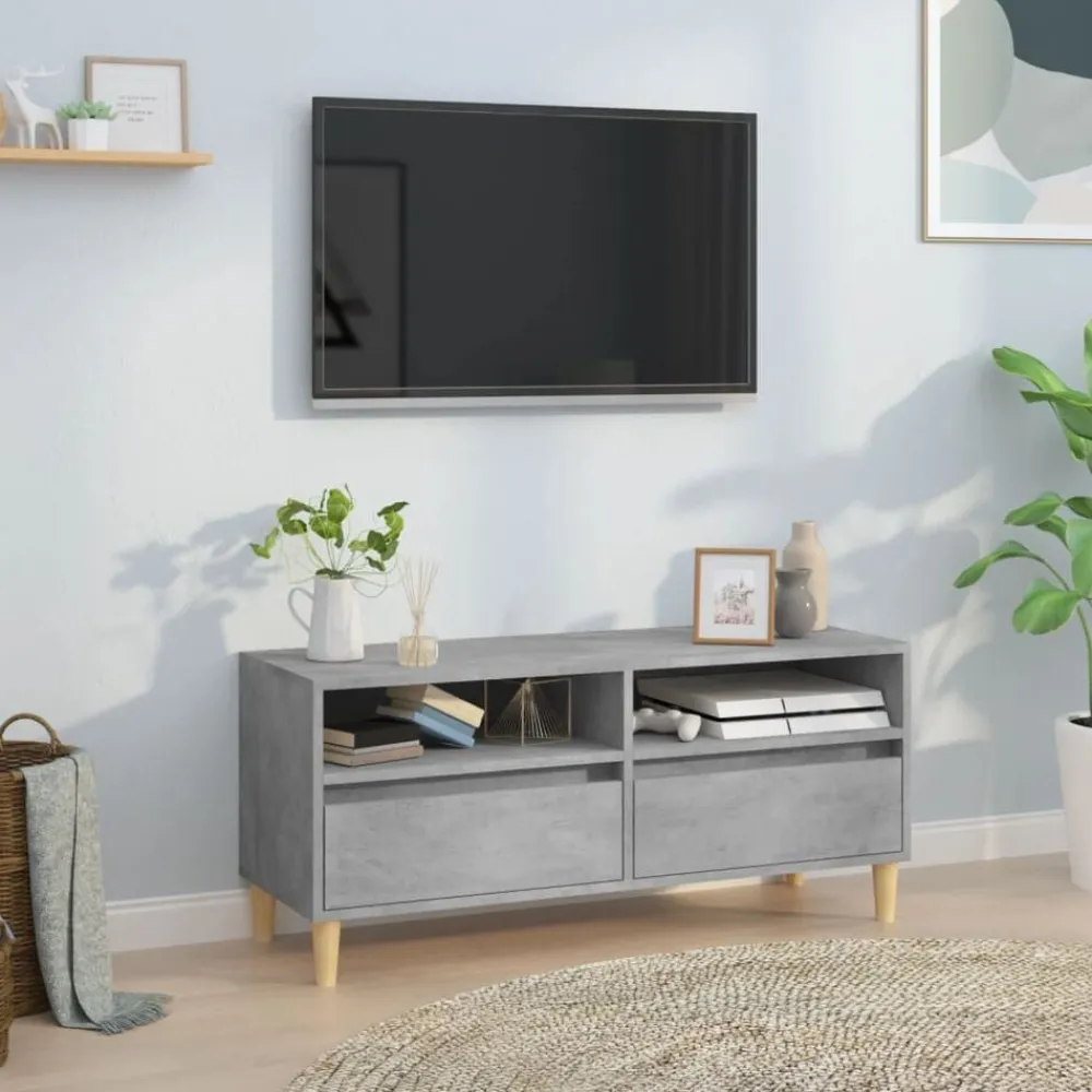 vidaXL Muebles Tv-Mueble de TV madera contrachapada gris hormigón 100x34,5x44,5cm