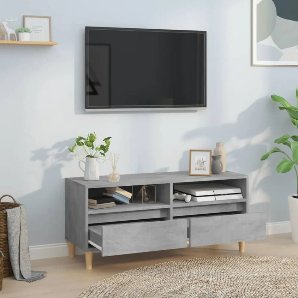 vidaXL Muebles Tv-Mueble de TV madera contrachapada gris hormigón 100x34,5x44,5cm