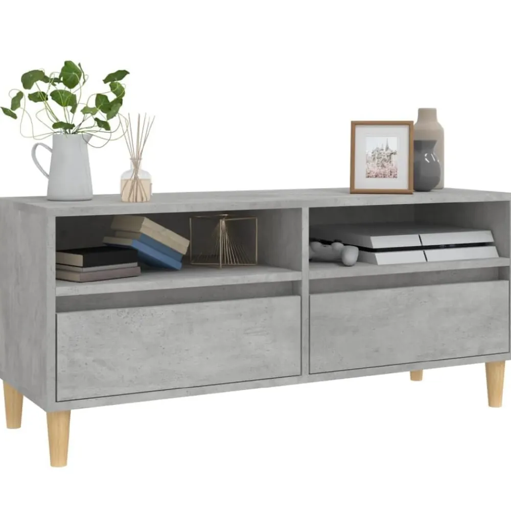 vidaXL Muebles Tv-Mueble de TV madera contrachapada gris hormigón 100x34,5x44,5cm