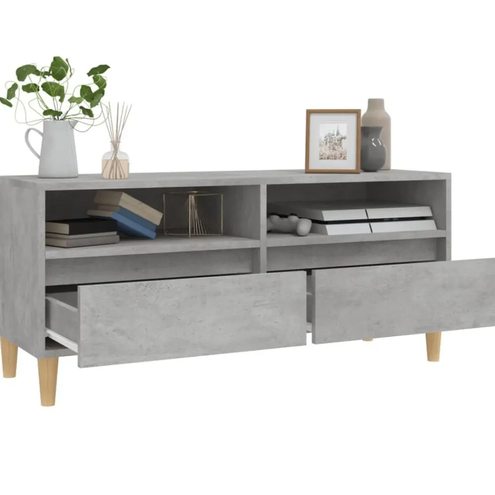 vidaXL Muebles Tv-Mueble de TV madera contrachapada gris hormigón 100x34,5x44,5cm