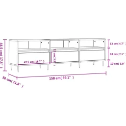 vidaXL Mueble de TV madera contrachapada 150x30x44,5 cm Roble ahumado New