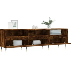 vidaXL Mueble de TV madera contrachapada 150x30x44,5 cm Roble ahumado New