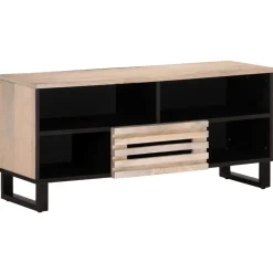 vidaXL Mueble de TV madera maciza de mango 100x34x46 cm Marrón claro New