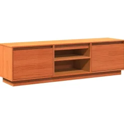 vidaXL Muebles Tv-Mueble de TV madera maciza de pino marrón cera 140x35x40 cm