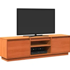 vidaXL Muebles Tv-Mueble de TV madera maciza de pino marrón cera 140x35x40 cm