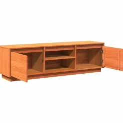 vidaXL Muebles Tv-Mueble de TV madera maciza de pino marrón cera 140x35x40 cm