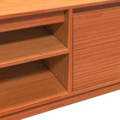 vidaXL Muebles Tv-Mueble de TV madera maciza de pino marrón cera 140x35x40 cm