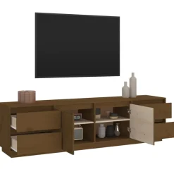 vidaXL Muebles Tv-Mueble de TV madera maciza de pino marrón miel 176x37x47,5 cm