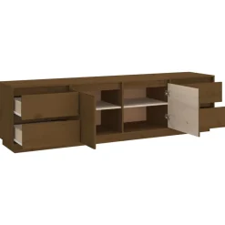 vidaXL Muebles Tv-Mueble de TV madera maciza de pino marrón miel 176x37x47,5 cm