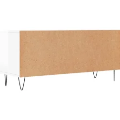 vidaXL Muebles Tv-Mueble de TV madera contrachapada blanco brillo 100x34,5x44,5cm