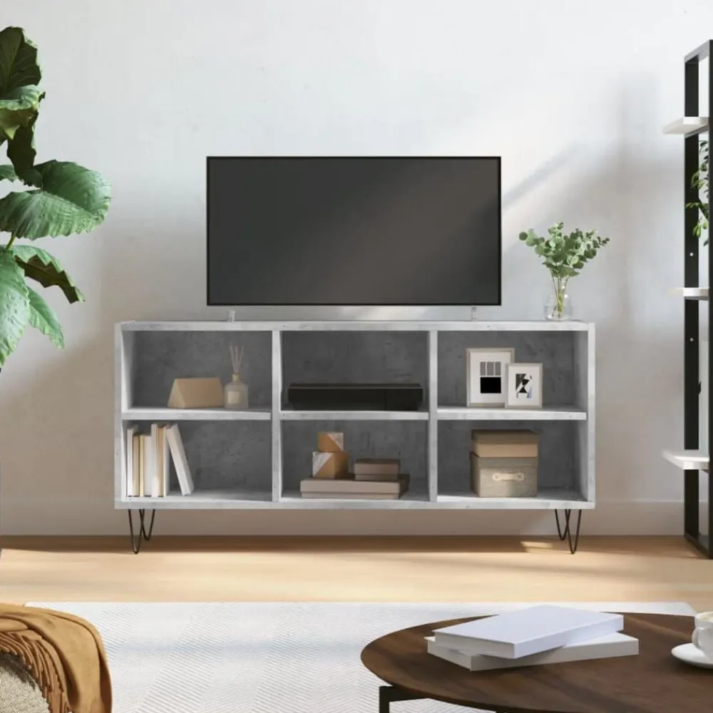 vidaXL Mueble de TV madera de ingeniería gris hormigón 103,5x30x50 cm Gris hormigón Best