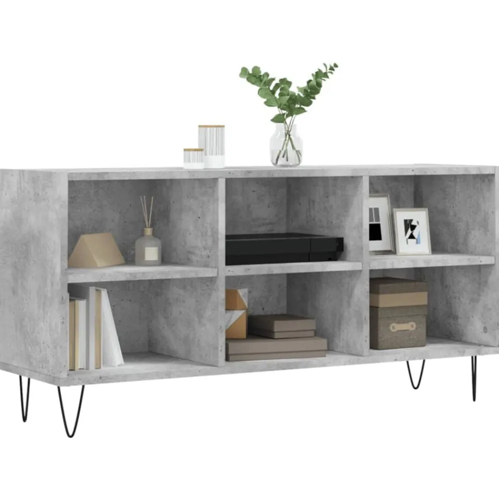 vidaXL Mueble de TV madera de ingeniería gris hormigón 103,5x30x50 cm Gris hormigón Best