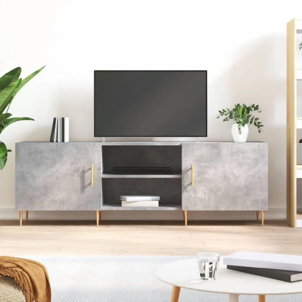 vidaXL Mueble de TV madera de ingeniería gris hormigón 150x30x50 cm Gris hormigón Outlet