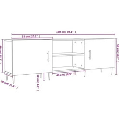 vidaXL Mueble de TV madera de ingeniería gris hormigón 150x30x50 cm Gris hormigón Outlet