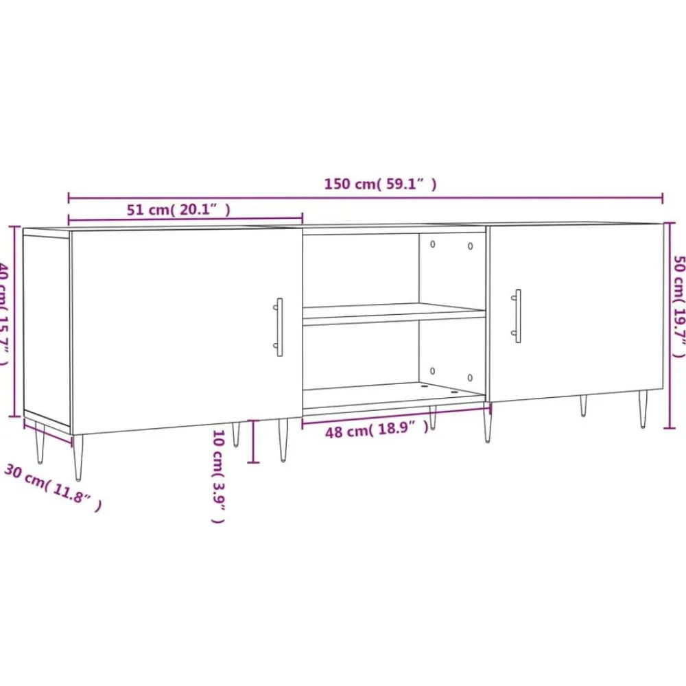 vidaXL Mueble de TV madera de ingeniería gris hormigón 150x30x50 cm Gris hormigón Outlet