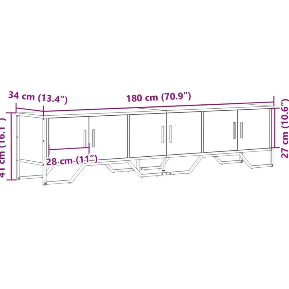 vidaXL Muebles Tv-Mueble de TV madera de ingeniería 180x34x41 cm