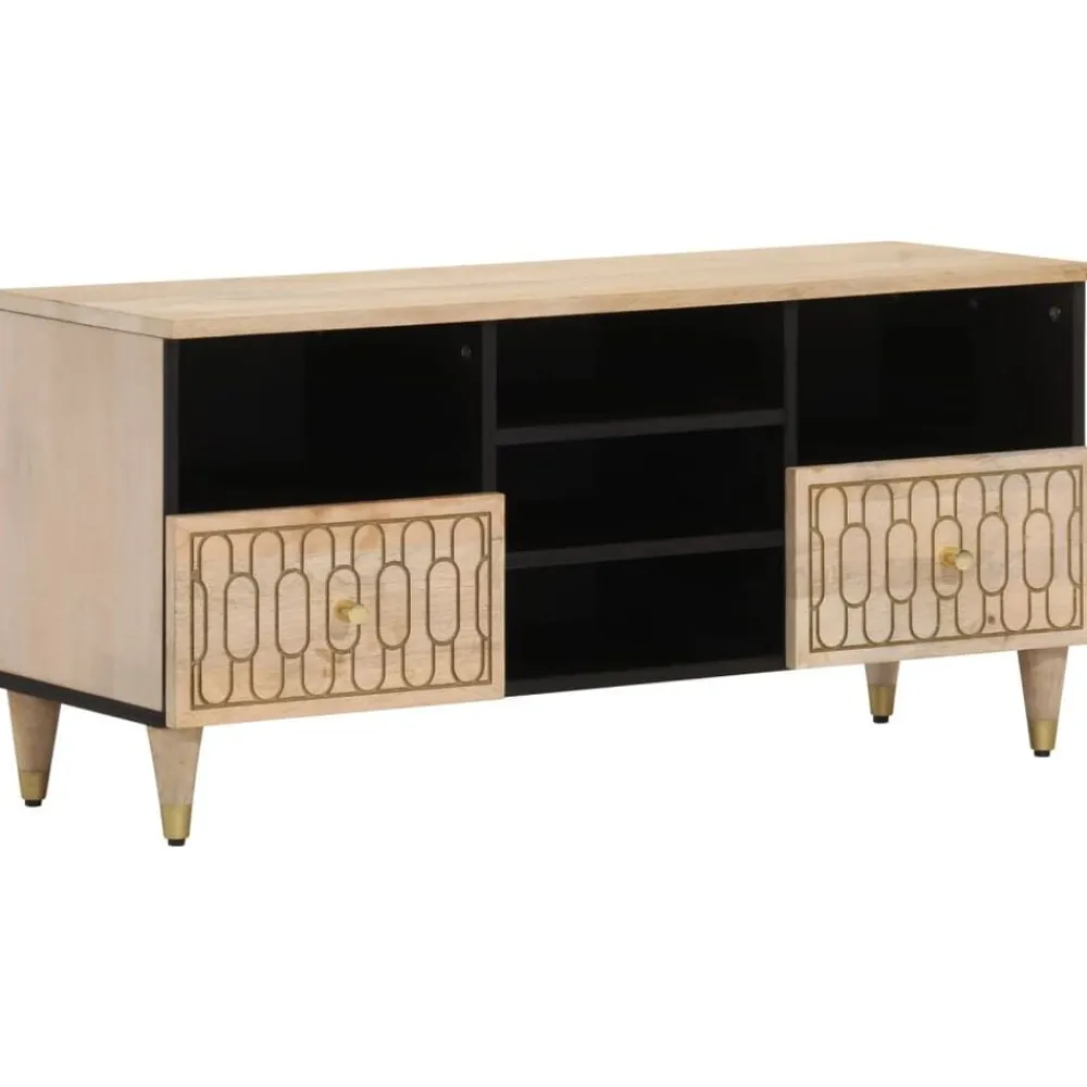 vidaXL Muebles Tv-Mueble de TV madera maciza de mango 100x33x46 cm