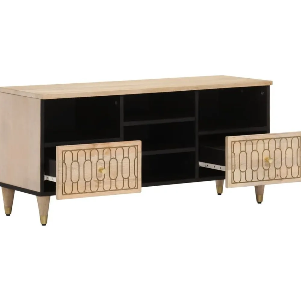 vidaXL Muebles Tv-Mueble de TV madera maciza de mango 100x33x46 cm