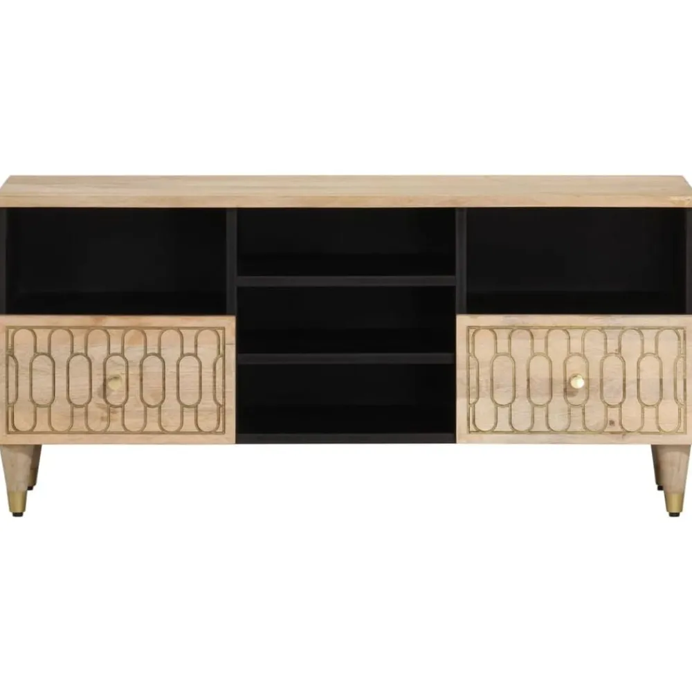vidaXL Muebles Tv-Mueble de TV madera maciza de mango 100x33x46 cm