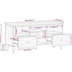 vidaXL Muebles Tv-Mueble de TV madera maciza de mango 100x33x46 cm