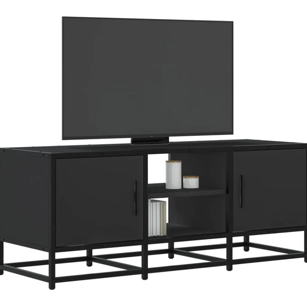 vidaXL Muebles Tv-Mueble de TV madera de ingeniería y metal 100x35x41 cm