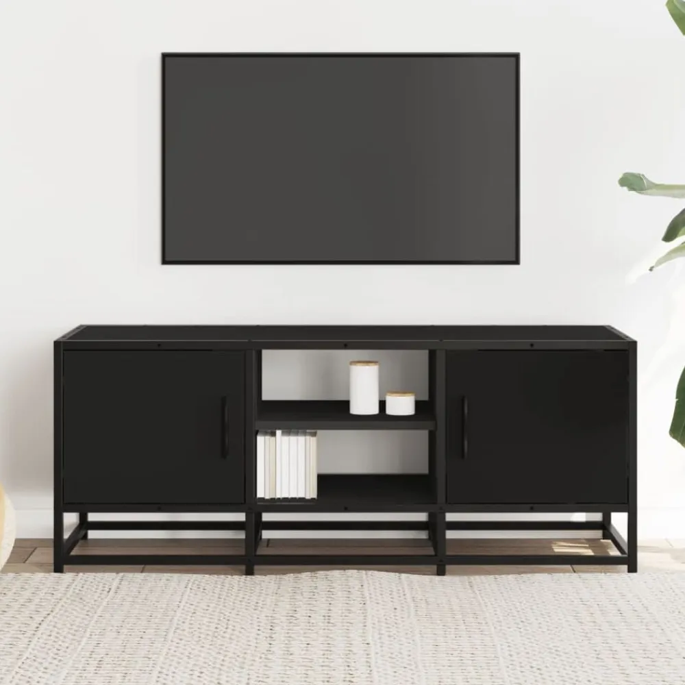 vidaXL Muebles Tv-Mueble de TV madera de ingeniería y metal 100x35x41 cm