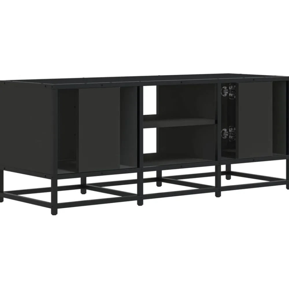 vidaXL Muebles Tv-Mueble de TV madera de ingeniería y metal 100x35x41 cm