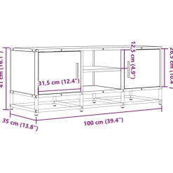 vidaXL Muebles Tv-Mueble de TV madera de ingeniería y metal 100x35x41 cm