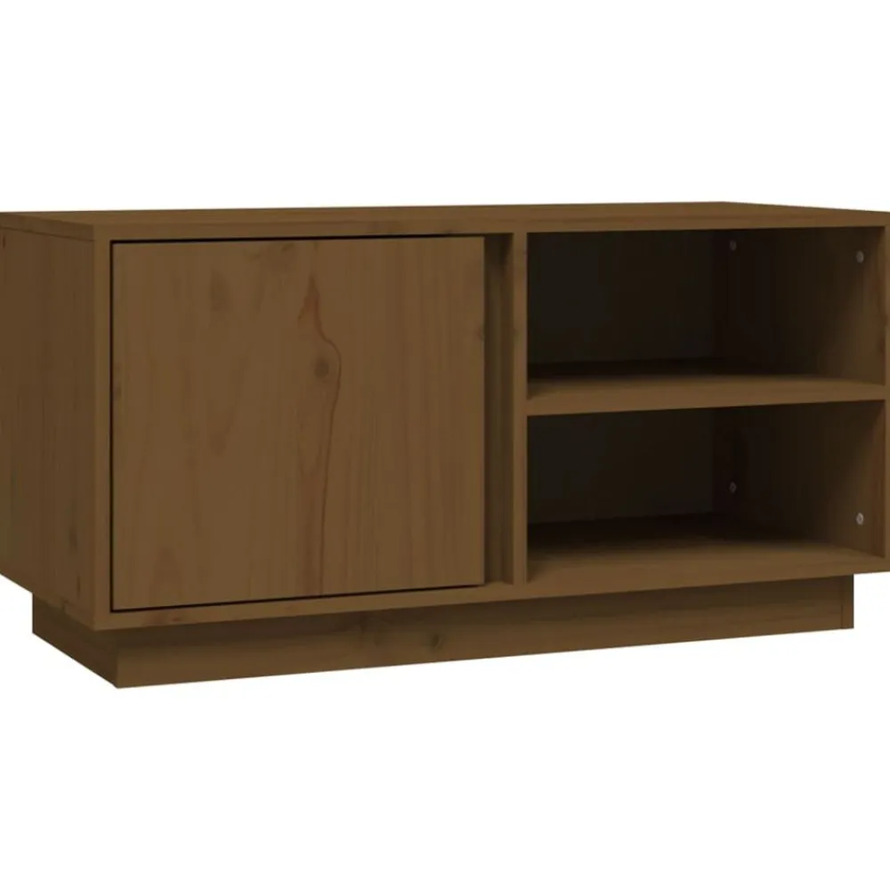 vidaXL Mueble de TV madera maciza de pino marrón miel 80x35x40,5 cm Marrón miel Outlet