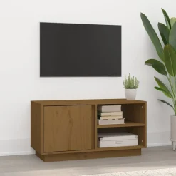 vidaXL Mueble de TV madera maciza de pino marrón miel 80x35x40,5 cm Marr&oacute;n miel Outlet