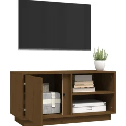 vidaXL Mueble de TV madera maciza de pino marrón miel 80x35x40,5 cm Marrón miel Outlet