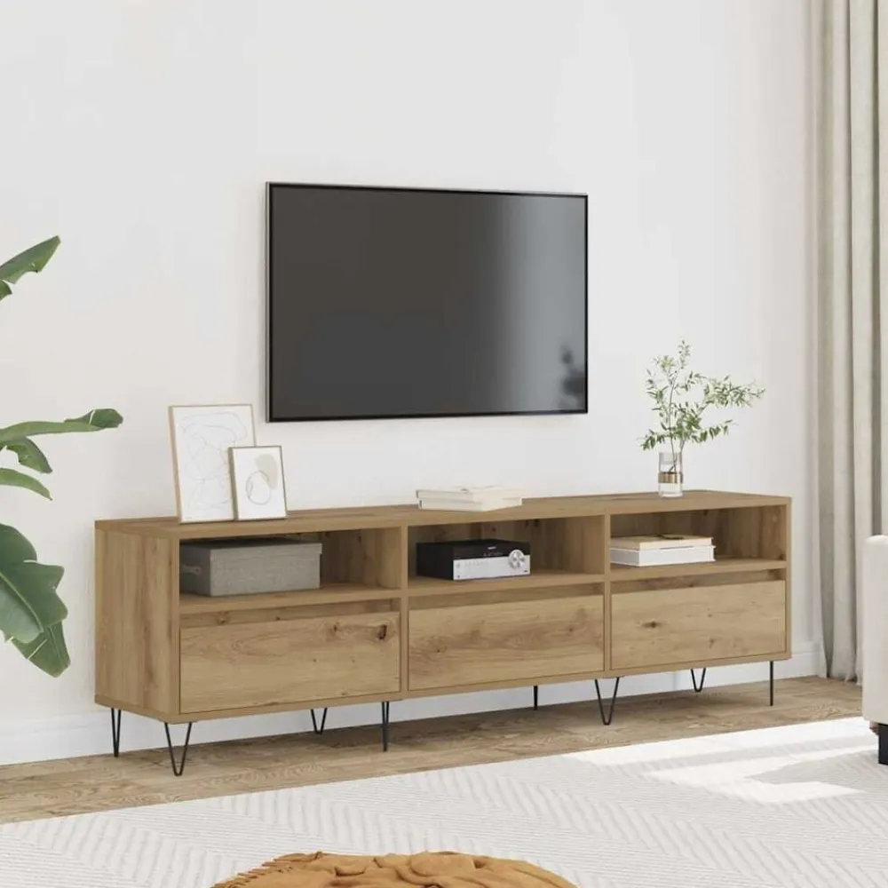 vidaXL Mueble de TV madera de ingeniería 150x30x44,5 cm Roble artisan Clearance