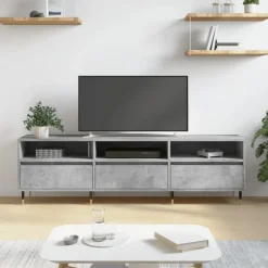 vidaXL Mueble de TV madera contrachapada gris hormigón 150x30x44,5 cm Gris hormig&oacute;n Hot