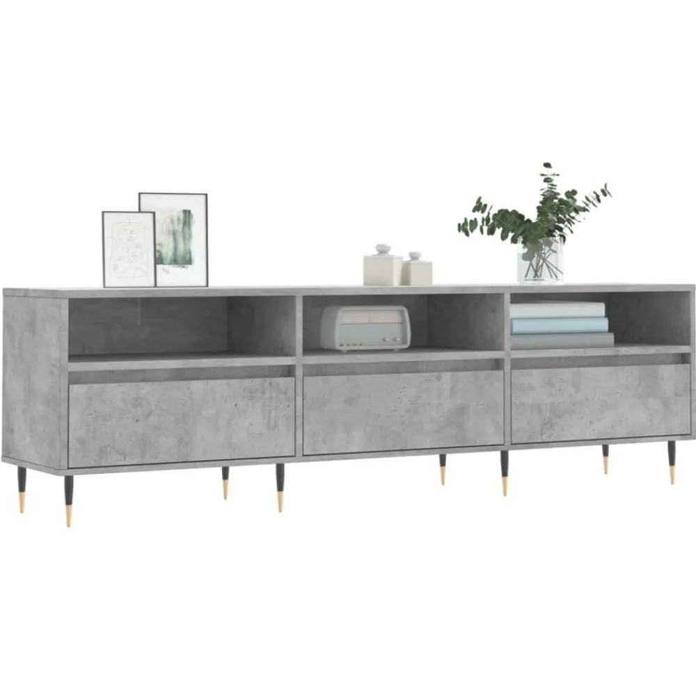 vidaXL Mueble de TV madera contrachapada gris hormigón 150x30x44,5 cm Gris hormigón Hot