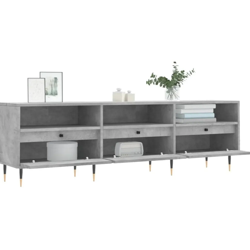 vidaXL Mueble de TV madera contrachapada gris hormigón 150x30x44,5 cm Gris hormigón Hot