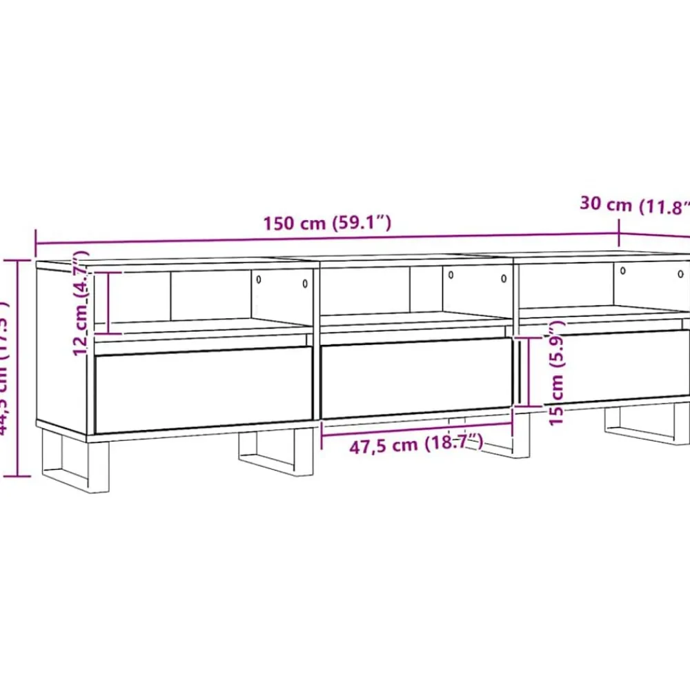 vidaXL Muebles Tv-Mueble de TV madera de ingeniería 150x30x44,5 cm