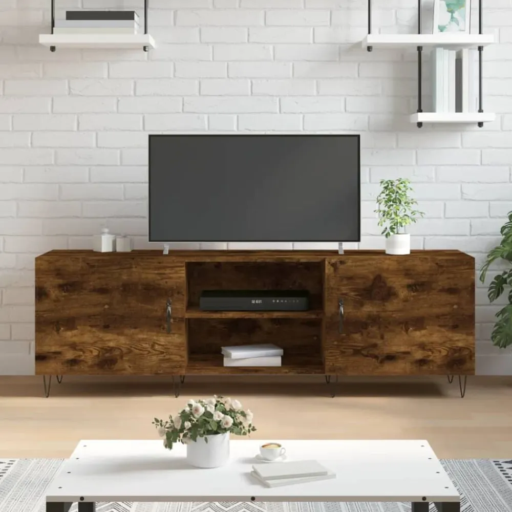 vidaXL Mueble de TV madera de ingeniería 150x30x50 cm Roble ahumado Hot