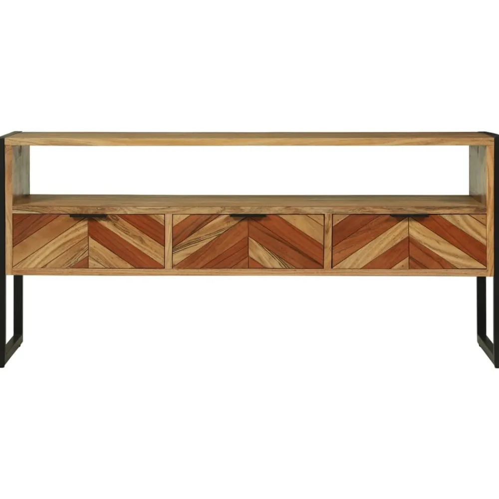 vidaXL Mueble de TV Marrón 100 x 35 x 50 cm Madera de Acacia Sólida Discount
