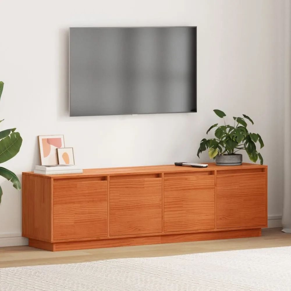 vidaXL Mueble de TV Marrón 156 x 37 x 45 cm Madera de ingeniería Marrón cera Discount